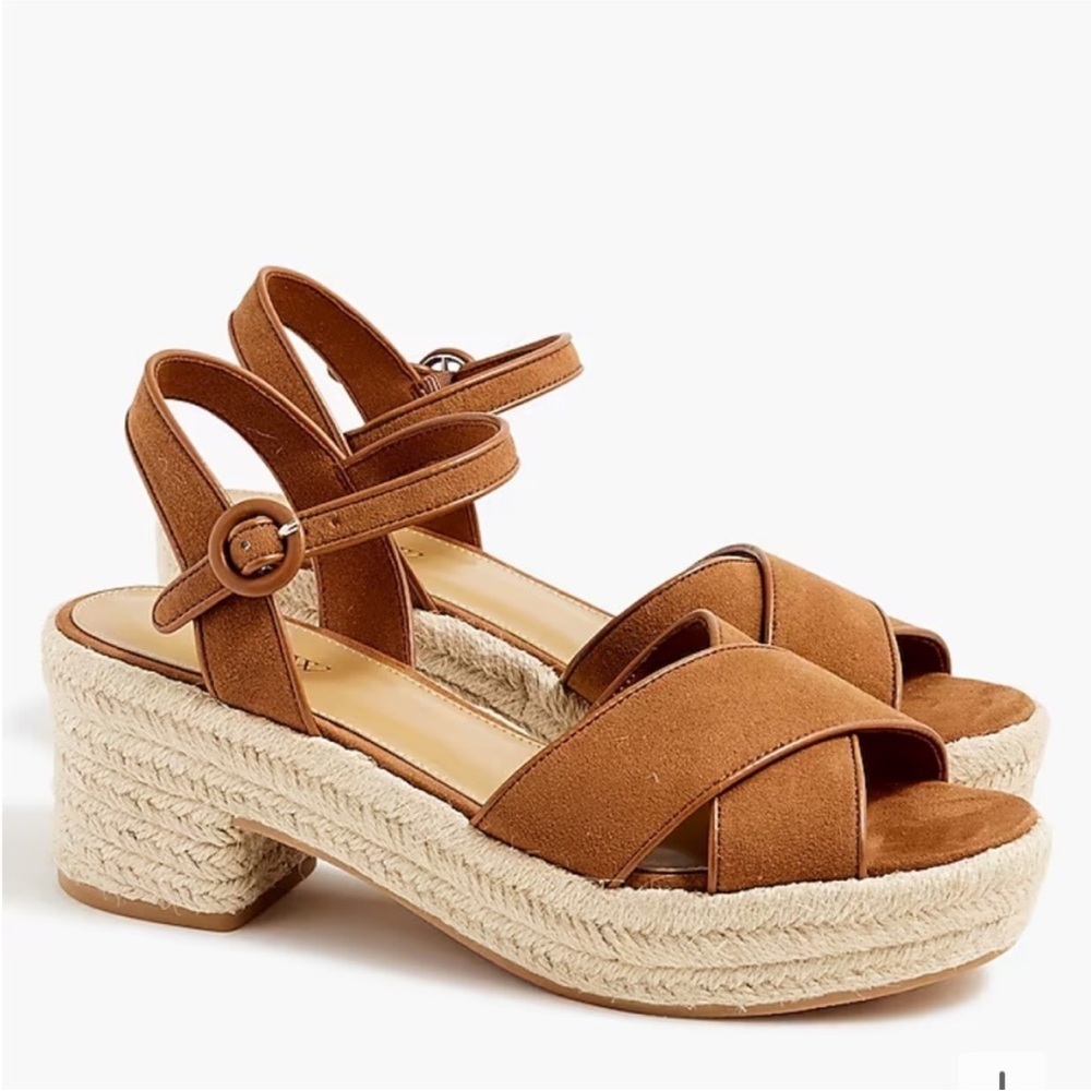 J. Crew Tan Espadrille Platform Sandals